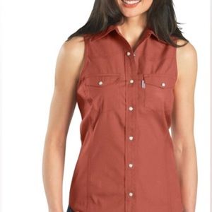 NWT Carhartt western snap button up pink cotton tank top medium cowgirl shirt